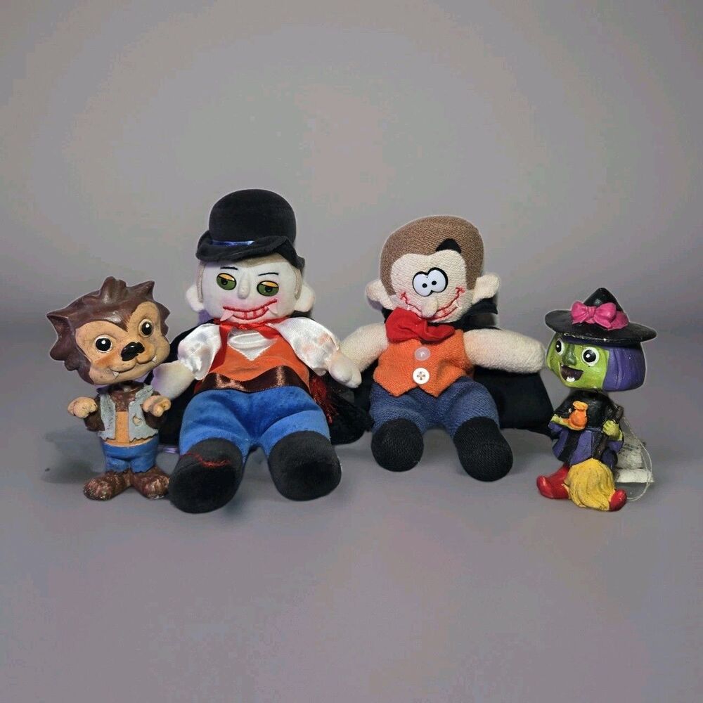 Halloween Plush Decor Lot Vampires Resin Witch Werewolf Figurines Party Display